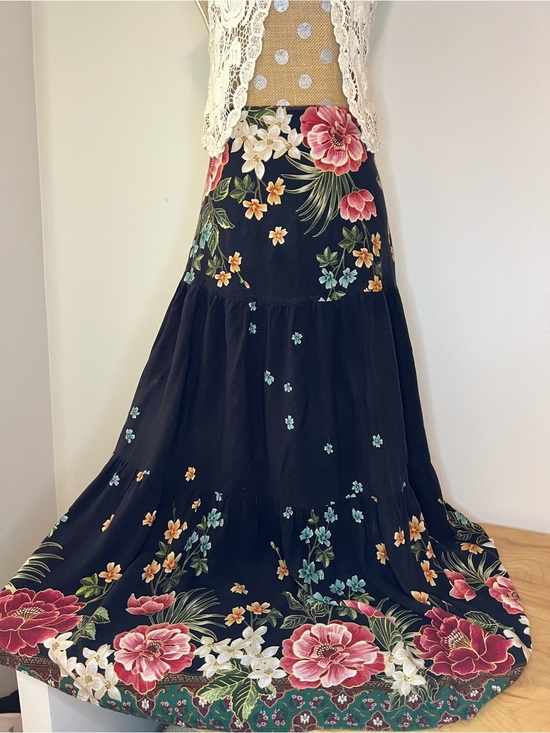 FARM Rio Dresses & Skirts - Farm Rio Floral on Black Drop Waist Maxi Skirt